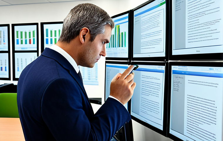 A discerning professional individual, fully clothed in a modest business suit, intently reviewing various digital educational resources on multiple high-definition screens in a clean, modern office environment. The scene emphasizes the challenge of information overload and the critical need to evaluate open educational resources (OER) for reliability and quality. The person has a thoughtful and focused expression, reflecting deep consideration. Perfect anatomy, correct proportions, natural pose, well-formed hands, proper finger count, natural body proportions. Safe for work, appropriate content, professional, family-friendly photography, high quality, realistic.